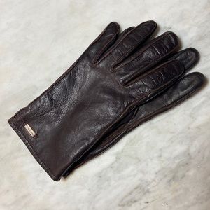 Nine West Brown Large Lined Leather Gloves